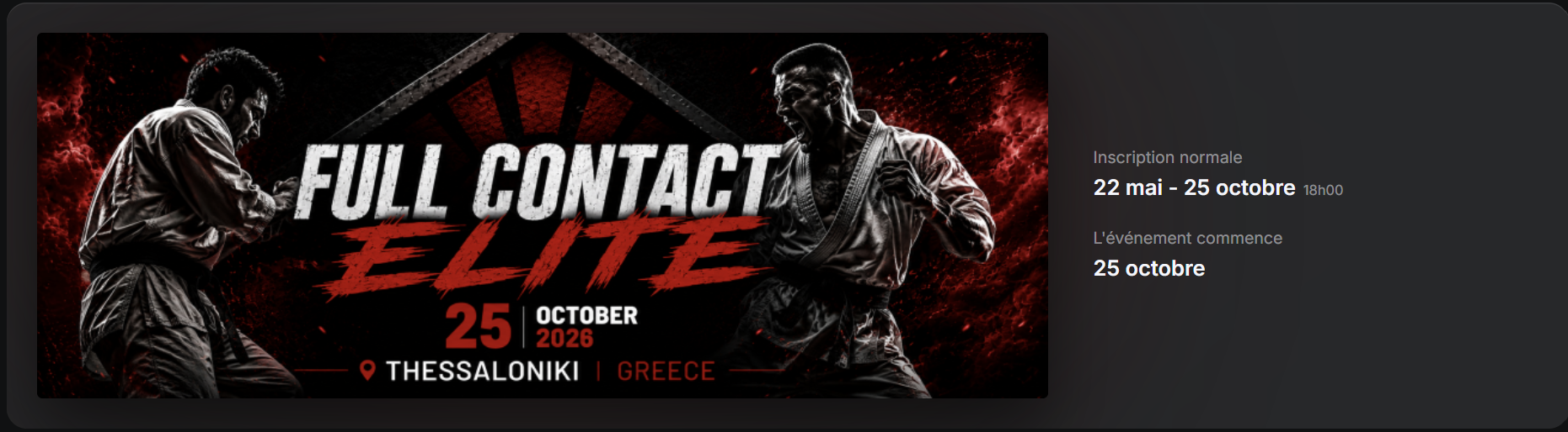Affiche Full Contact Elite, 25 octobre 2026 à Thessalonique en Grèce
